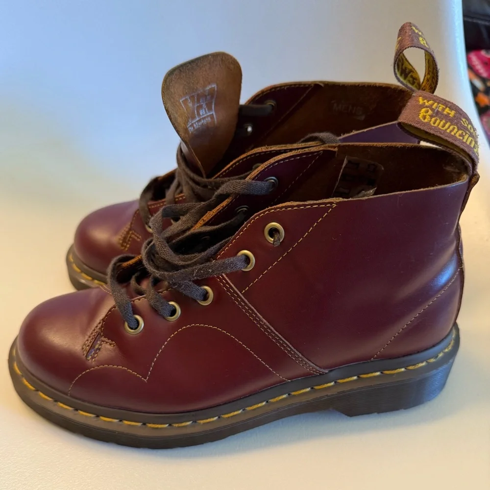 Dr. Martens Burgundy Oxblood Church Vintage Vtg Leather Boots Size 5 UK 3 - Picture 3 of 11